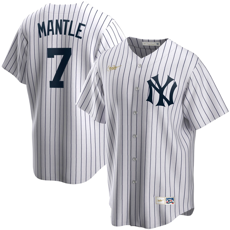 2020 MLB Men New York Yankees #7 Mickey Mantle Nike White Home Cooperstown Collection Player Jersey 1->new york yankees->MLB Jersey